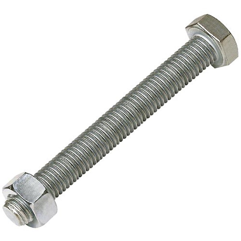 M10 x 100 Plated High Tensile Set Screw and Nut (Pk 10)
