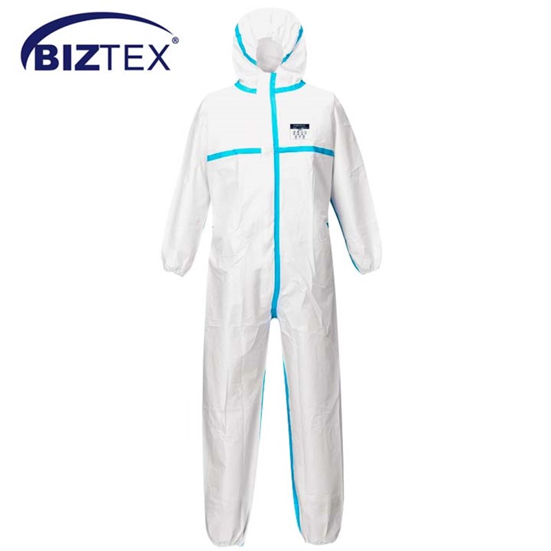 BIZTEX® ST60 Protective Coverall Type 4/5/6 - White with Hood, XX Large