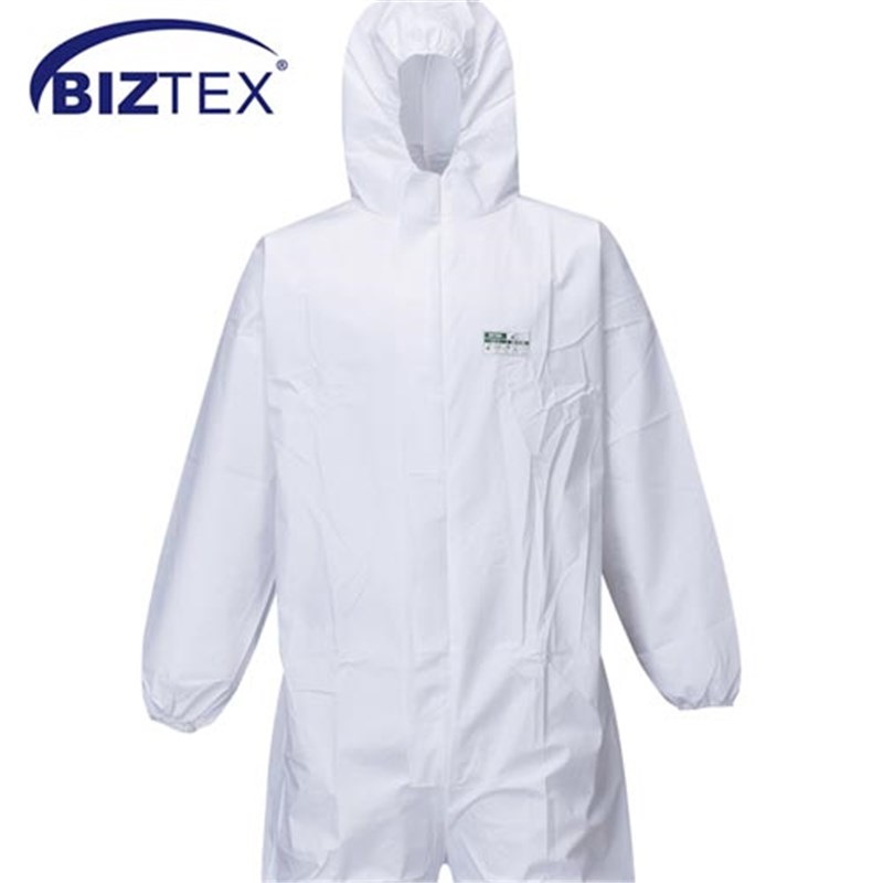 BIZTEX ST50 Protective Coverall - White with Hood, Large