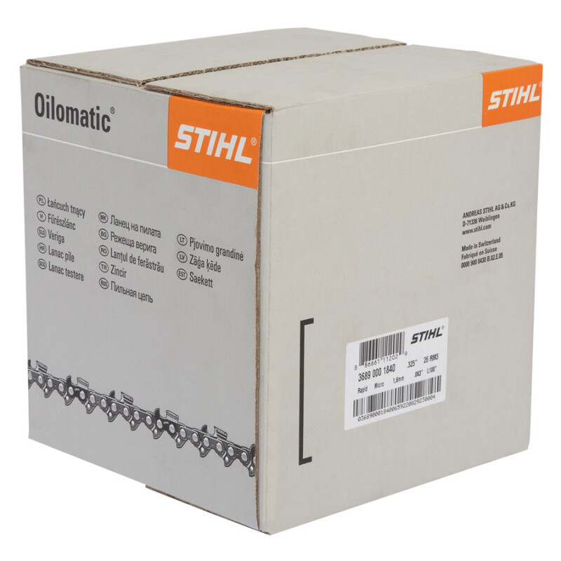 Stihl Chainsaw Chain RAPID MICRO 3 (RM3) .325 .063 1.6mm 100FT Reel
